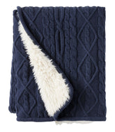 L.L.Bean1912 Heritage Knit Faux Fur Throw, Cable