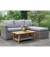 L.L.BeanWicker Storage Sofa and Teak Coffee Table Set
