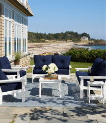 L.L.BeanAll-Weather Patio Loveseat with Textured Cushion, White