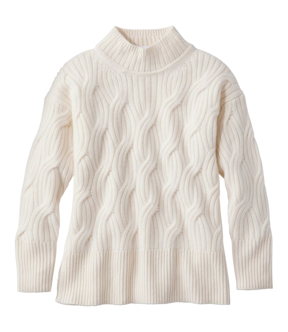 L.L.BeanWomen's Signature Premium Cashmere Cable Sweaters, Mockneck