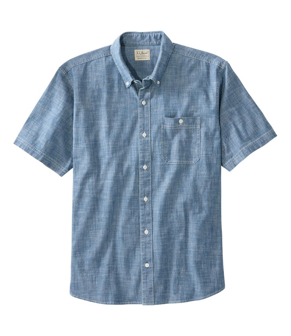 L.L.BeanMen's Comfort Stretch® Chambray Shirt, Traditional Untucked Fit, Short-Sleeve