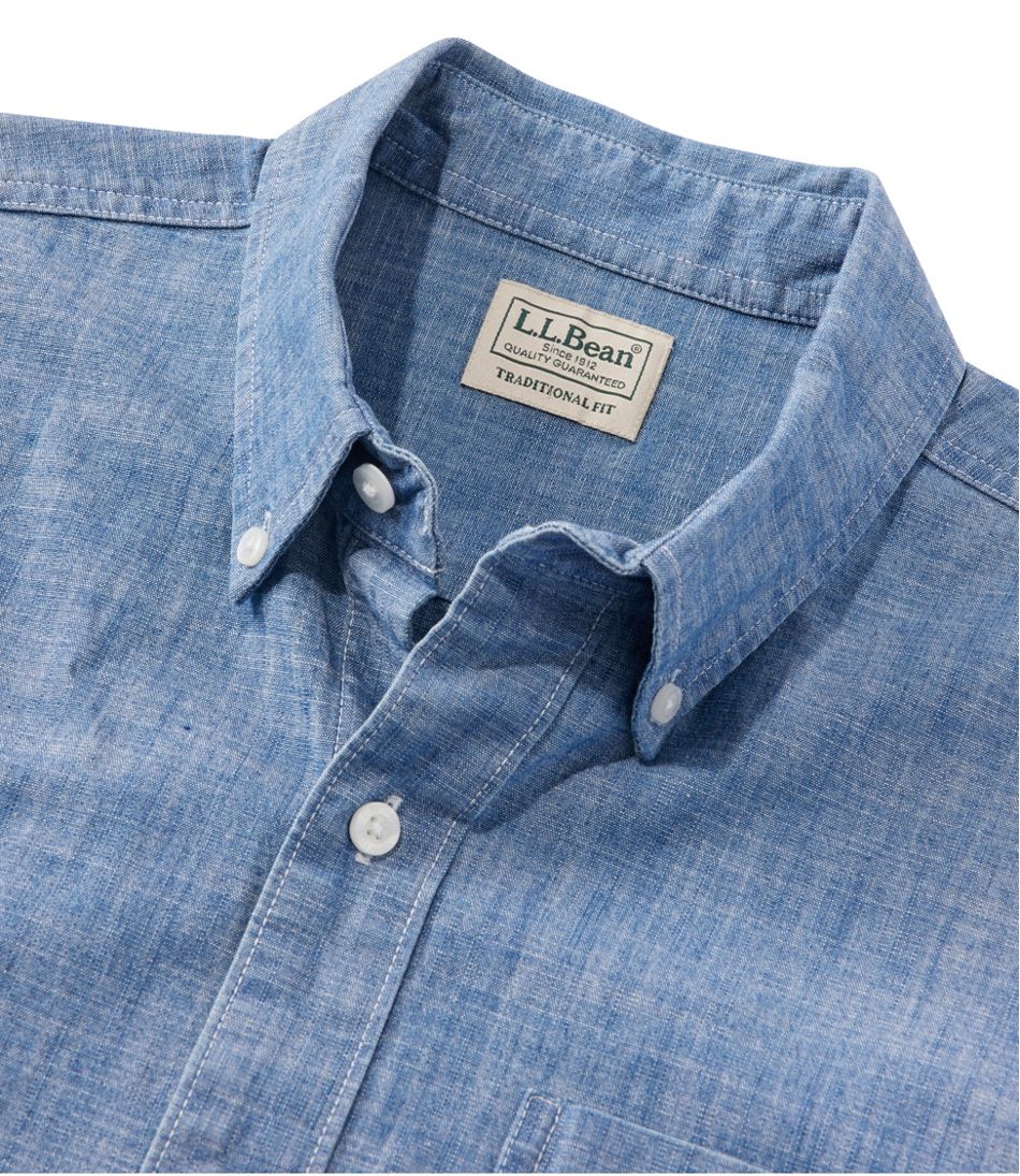 L.L.BeanMen's Comfort Stretch® Chambray Shirt, Traditional Untucked Fit, Short-Sleeve