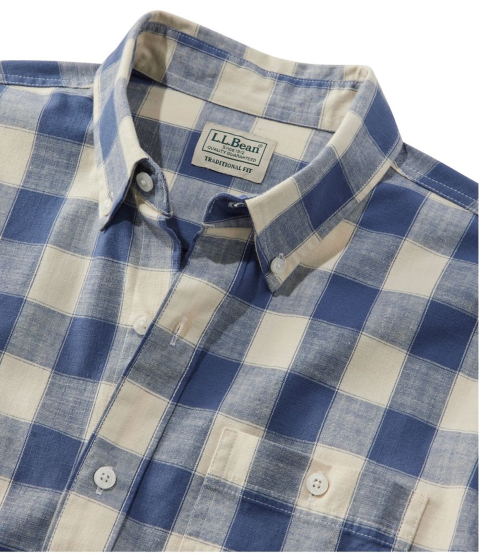 L.L.BeanMen's Comfort Stretch® Chambray Shirt, Long-Sleeve, Slightly Fitted Untucked Fit, Plaid