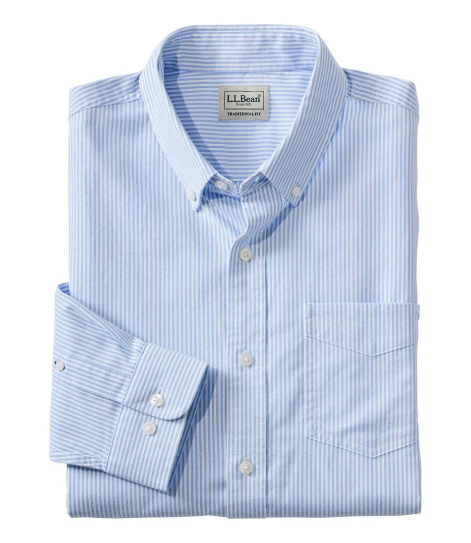 L.L.BeanMen's Comfort Stretch Oxford Shirt, Slightly Fitted Untucked Fit, Stripe