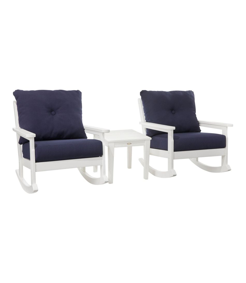 L.L.BeanAll-Weather Patio Rocker Set with Side Table, White